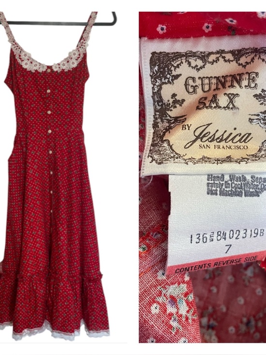 Gunne Sax Dresses & Skirts - Gunne Sax Red Calico Prairie Dress Vintage 70s
